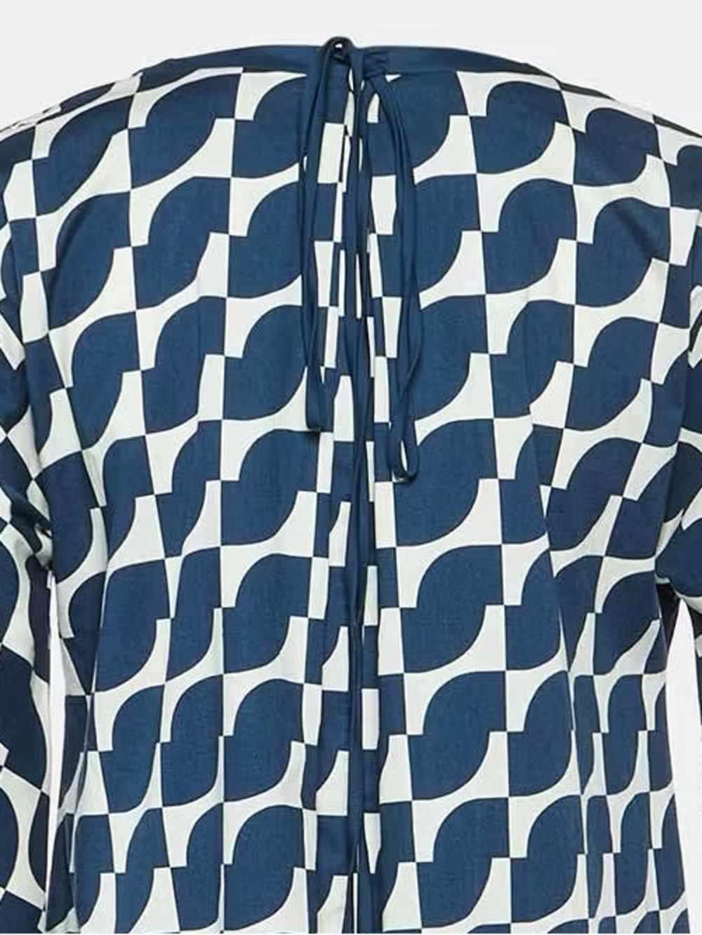 S'Max Mara Navy Geometric Print Cotton Pleated Dress Size 10 - Picture 3 of 6
